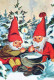 PÈRE NOËL Bonne Année Noël GNOME Vintage Carte Postale CPSM #PBL621.A - Santa Claus