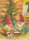 PAPÁ NOEL Feliz Año Navidad GNOMO Vintage Tarjeta Postal CPSM #PBL619.A - Santa Claus