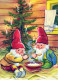 PAPÁ NOEL Feliz Año Navidad GNOMO Vintage Tarjeta Postal CPSM #PBL619.A - Santa Claus