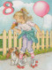 HAPPY BIRTHDAY 8 Year Old GIRL CHILDREN Vintage Postal CPSM #PBT741.A - Compleanni