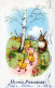 PÂQUES ŒUF LAPIN Vintage Carte Postale CPA #PKE204.A - Ostern