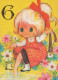 ALLES GUTE ZUM GEBURTSTAG 6 Jährige MÄDCHEN KINDER Vintage Postal CPSM #PBT803.DE - Anniversaire