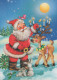 SANTA CLAUS ANIMALS CHRISTMAS Holidays Vintage Postcard CPSM #PAK569.GB - Santa Claus