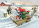 SANTA CLAUS ANIMALS CHRISTMAS Holidays Vintage Postcard CPSM #PAK982.GB - Santa Claus
