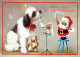 BABBO NATALE CANE Natale Vintage Cartolina CPSM #PAK918.IT - Santa Claus