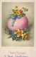 EASTER FLOWERS EGG Vintage Postcard CPA #PKE174.GB - Easter