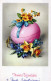 EASTER FLOWERS EGG Vintage Postcard CPA #PKE174.GB - Easter