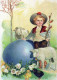 EASTER CHILDREN EGG Vintage Postcard CPSM #PBO285.GB - Pascua