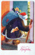 BABBO NATALE Buon Anno Natale Vintage Cartolina CPSMPF #PKG343.IT - Santa Claus