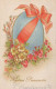 PASQUA FIORI UOVO Vintage Cartolina CPA #PKE178.IT - Pasqua