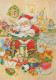 BABBO NATALE Buon Anno Natale Vintage Cartolina CPSM #PBL039.IT - Santa Claus