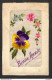 FANTAISIE - CARTE BRODÉE - BONNE ANNÈE - Fleurs - Embroidered