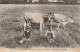 PE 24-(23) AU PAYS CREUSOIS - " ANNI , QUAU SALE BEKIAU ...MA CHAUSSEO " - COUPLE DE PAYSANS AVEC VACHES - 2 SCANS  - Personnages