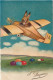 OP Nw36- " JOYEUSES PAQUES " - LAPIN AVIATEUR SURVOLANT UN CHAMP D' OEUFS COLORES - Pascua