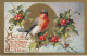 OP Nw38- " MERRY CHRISTMAS " - CARTE FANTAISIE GAUFREE - ROUGE GORGE ET BRANCHES DE HOUX - DORURE - Sonstige & Ohne Zuordnung