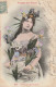 RE 17-  LANGAGE DES FLEURS - L' IRIS - FEMME AVEC COURONNE D' IRIS  - BERGERET - CARTE FANTAISIE COLORISEE - - 2 SCANS - Women