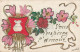 RE 21-" VOUS INSPIREZ L' AMOUR "- CARTE FANTAISIE GAUFREE - FLEURS : CYCLAMENS - BOURSE D' ARGENT , PIECE D' OR- 2 SCANS - Fleurs