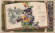 RE 21-" JE PENSE A TOI  "- CARTE FANTAISIE GAUFREE - LIVRE DECORE AVEC FLEURS : PENSEES - DORURE - 2 SCANS - Bloemen