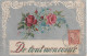 RE 22- " DE TOUT MON COEUR " - CARTE GAUFREE  - FLEURS : ROSES ET MYOSOTIS - 2 SCANS - Sonstige & Ohne Zuordnung