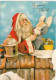 RE Nw1- " JOYEUX NOEL " - LOT DE 5 CARTES PERE NOEL AVEC HOTTE ET JOUETS : POUPEE , PELUCHE  , CADEAUX - Kerstman