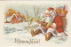 RE Nw1- " JOYEUX NOEL " - LOT DE 4 CARTES PERE NOEL AVEC HOTTE DE JOUETS , MICKEY , ILLUSTRATEUR BAZIN - Santa Claus