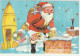 RE Nw2- " JOYEUX NOEL " - CARTE  SYSTEME POP UP - PERE NOEL AVEC  FUSEE - ETOILES FILANTES DOREES - ILLUSTRATEUR RAINAUD - Santa Claus