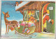 RE Nw2- " JOYEUX NOEL " - CARTE SYSTEME POP UP - PERE NOEL AVEC TRAINEAU DE JOUETS  SOUS LA NEIGE - ILLUSTRATEUR RAINAUD - Santa Claus