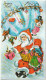 RE Nw3- " JOYEUX NOEL " - CARTE LIVRET DECOUPE - PERE NOEL ADHESIF - JOUETS , PARACHUTE - ILLUSTRATEUR EMBOURG - Kerstman