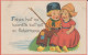Fishes Haf No Heardts But Not So Fishermens,  Enfants Assis Bâton Comme Canne Pêche   2s - Humorous Cards