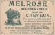 TE 7- CARTE PUBLICITAIRE MELROSE REGENERATEUR DES CHEVEUX - ILLUSTRATION ESSAYAGES DEVANT LE MIROIR - FOND DORE - Sonstige & Ohne Zuordnung