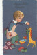 TE 18- " BONNE FETE MAMAN " - ENFANT AVEC  JOUETS CAMION ET ANIMAUX : GIRAFE  , CANARD , LION - EDIT. RHODANIA , LYON - Mother's Day