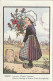 TE 19- " LORRAINE " - ILLUSTRATEUR HANSI - FEMME AVEC BOUQUET DE FLEURS ,TRICOLORE - 2 SCANS - Hansi