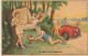 UR 26-" LE REVE DU CAMPEUR  " - CARTE HUMORISTIQUE - TRIO DE FILLES SE PRELASSANT - GARCONS , AUTOMOBILE , TOURNE DISQUE - Humour