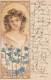 UR 26- CARTE FANTAISIE ART NOUVEAU STYLE MUCHA - PORTRAIT DE FEMME AVEC MOTIF FLORAL (1903) - 1900-1949