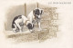 UR Nw41- " AU BON MARCHE " , PARIS - COUPLE DE CHIOTS JACK RUSSEL - DORURE - CARTE PUBLICITAIRE  - Au Bon Marché