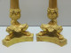 -PAIRE BOUGEOIRS RESTAURATION EMPIRE XIXe BRONZE PIEDS GRIFFES TRIPODES Bougie  E - Chandeliers, Candelabras & Candleholders