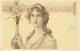 Portrait De Femme  Art Nouveau  Fleurs - Unclassified