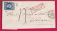 N°14 PC 768 CHATEAU GONTIER MAYENNE GRIFFR ROUGE AFFRANCH INSUFF EN ROUGE POUR SEDAN ARDENNES LETTRE - 1849-1876: Klassik