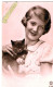2 Cartes : Chat Fillette -katze Kind  -poes En Meisje -cat Girl - Cats