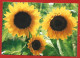 Carte De Voeux Fleurs Tournesols 2scans 08-10-2015 11,5 Cm X 8,0 Cm - Flowers