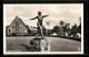 AK Berlin-Wannsee, Statue Einer Nackten Athletin Im Strandbad  - Wannsee