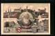 AK Nürnberg, Katharinenkirche, Hans Sachshaus, Hans Sachs Im Porträt, Panorama Und Wappen  - Nürnberg