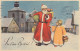 Santa Claus Angel Christmas Tree Old Postcard 1935 - Santa Claus