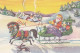 Santa Claus Horse Sled Christmas Gifts Delivery Old Postcard 1964 - Santa Claus