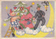 Santa Claus Pink Robe Chimney Sweep Pig Crescent Moon Old Postcard - Santa Claus