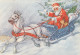 Santa Claus Horse Sled Christmas Gifts Delivery Teddy Bear Old Postcard 1957 - Santa Claus