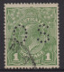 AUSTRALIA 1924 1d SAGE - GREEN  KGV  STAMP "OS" PERF.14 1st.WMK SG.O79 VFU - Usados