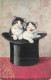 CHAT  Deux Chats Chatons Dans Un Chapeau  2 Scans - Chats