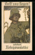 AK Helft Uns Siegen Zeichnet Kriegsanleihe, Soldat Mit Gasmaske Um Den Hals Und Stacheldraht  - Guerre 1914-18