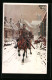 Künstler-AK Ungewitter: Kavallerie-Patrouille In Verschneiter Ortschaft  - War 1914-18